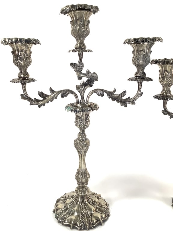 Pr Weighted Unmarked Repousse Candelabrum - 2
