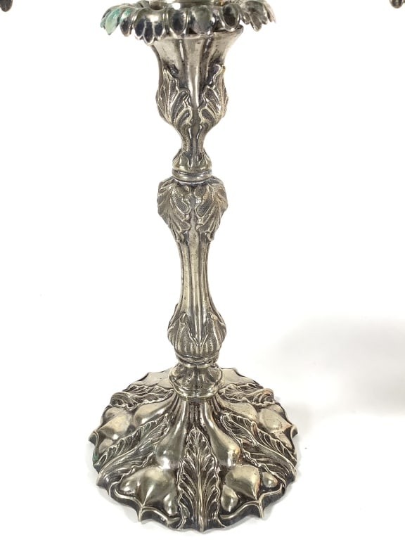 Pr Weighted Unmarked Repousse Candelabrum - 3