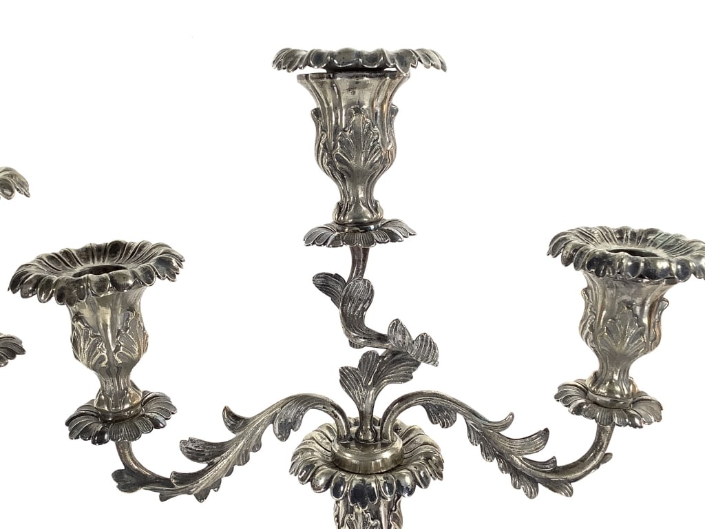 Pr Weighted Unmarked Repousse Candelabrum - 7