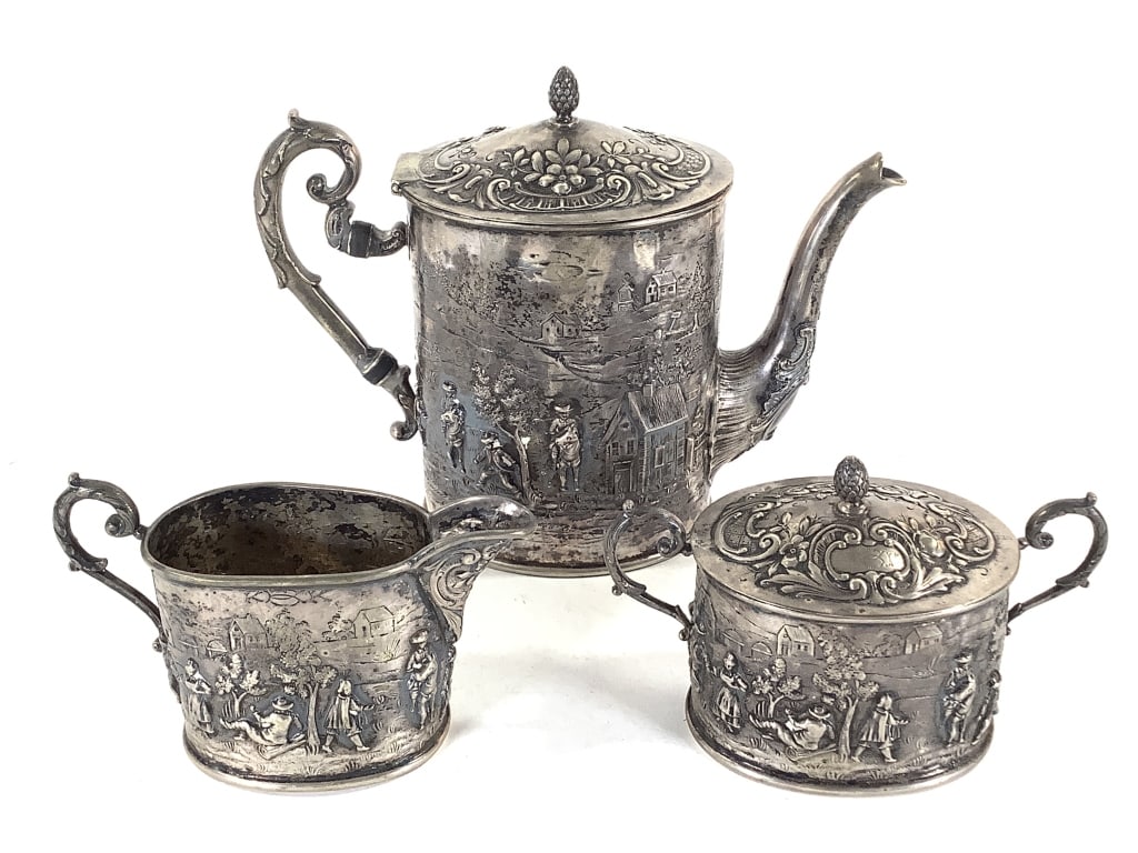 Antique German Repousse Coffee Set 800 Silver (1 of 20)
