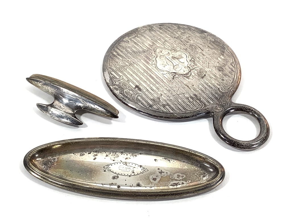 Sterling Dresser Mirror Tray & Nail Buffer 3Pcs (1 of 12)