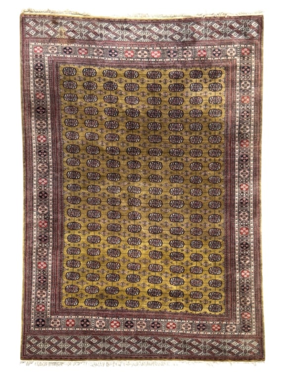 1950 Oriental Rug 167" x 122.5": Large machine woven carpet. Losses at fringe ends otherwise in very good condition.
