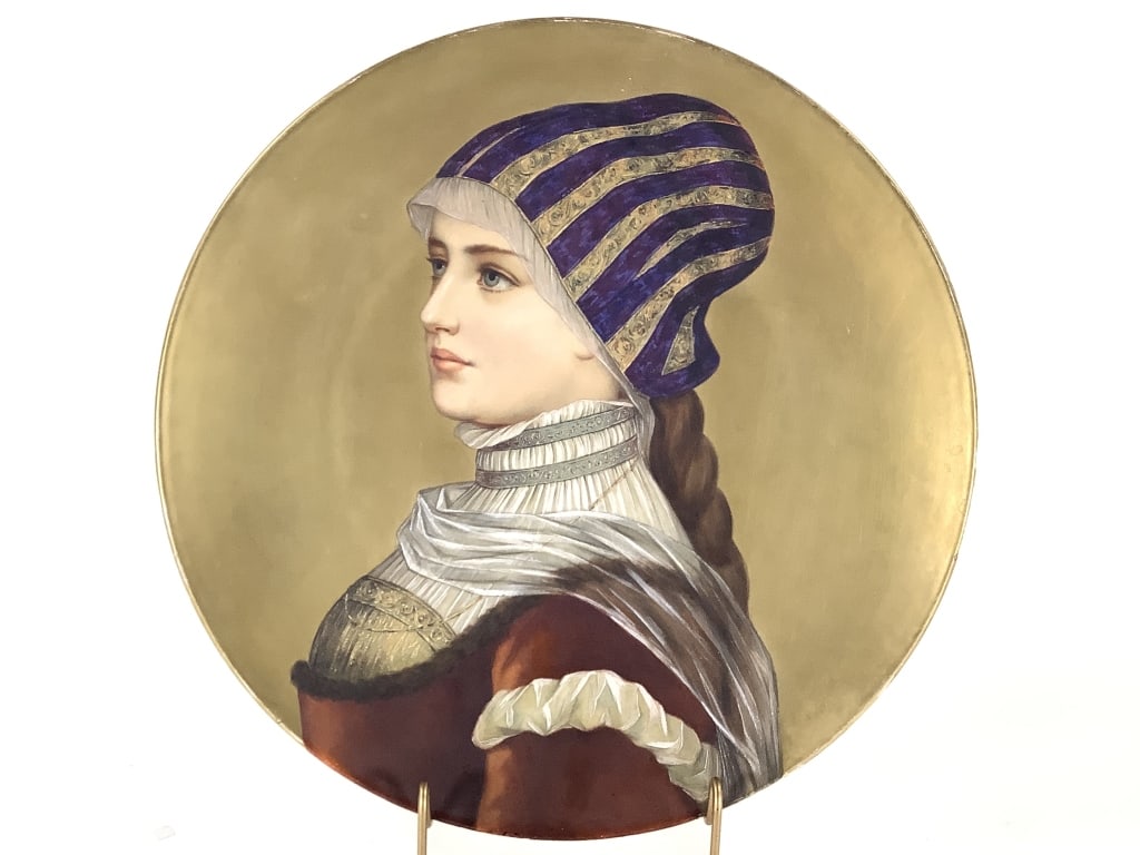 19th Century Porcelain Portrait Decorative Plate: 14"W x 1 3/4"D. Marked "1188" on the back, no artist signature or makers mark. Minor paint wear around edges.