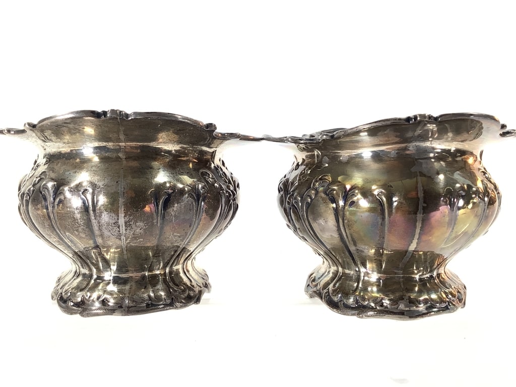 Gorham Sterling Master Salt Cellars w Glass Insert - 5