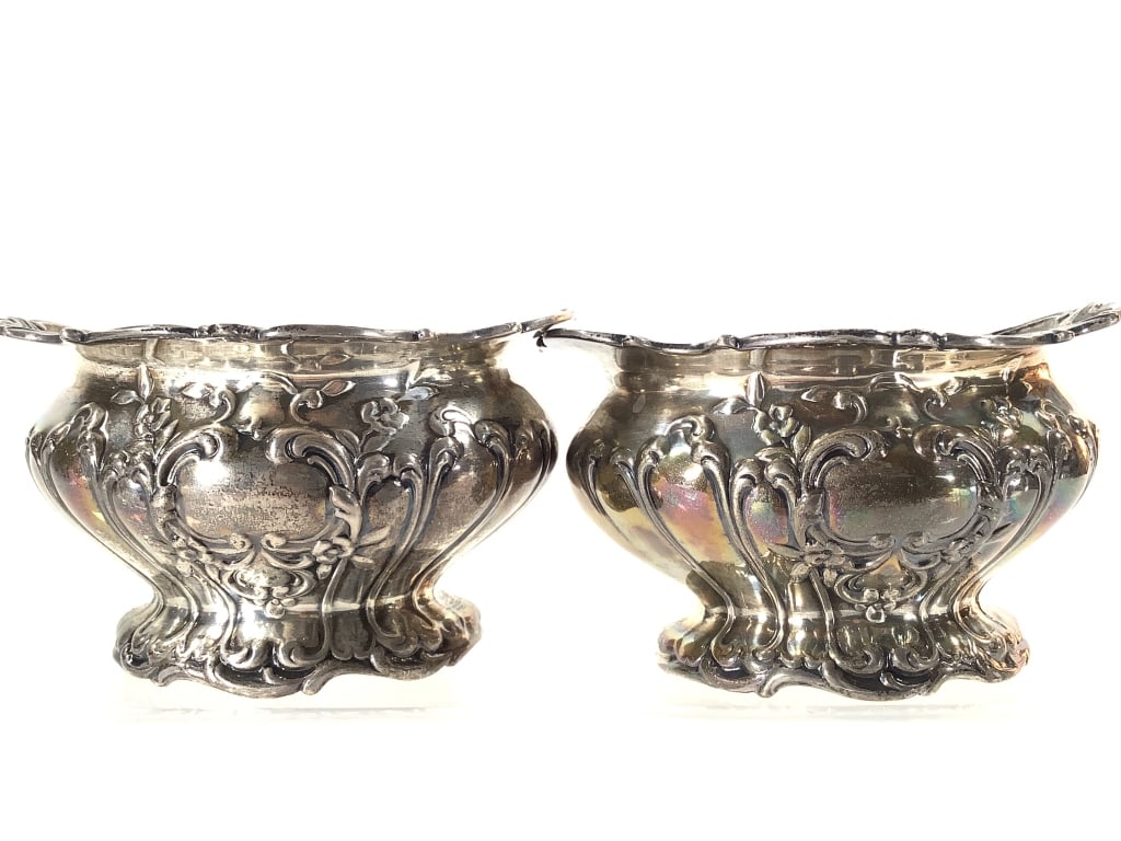 Gorham Sterling Master Salt Cellars w Glass Insert - 6
