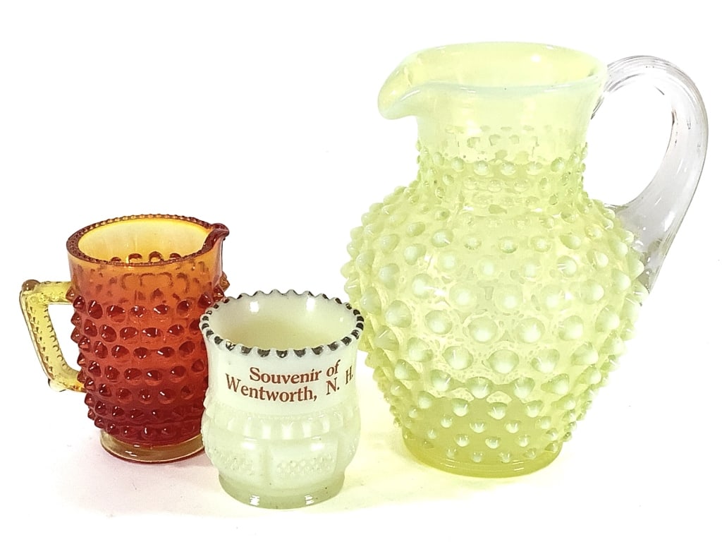 Uranium Hobnail Pitchers & Wentworth Souvenir Cup (1 of 10)