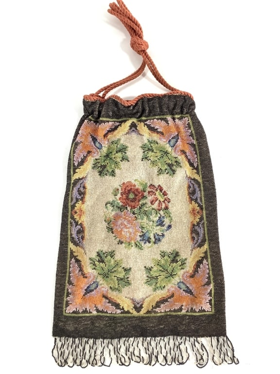 Floral Micro Beaded Drawstring Bag - 2