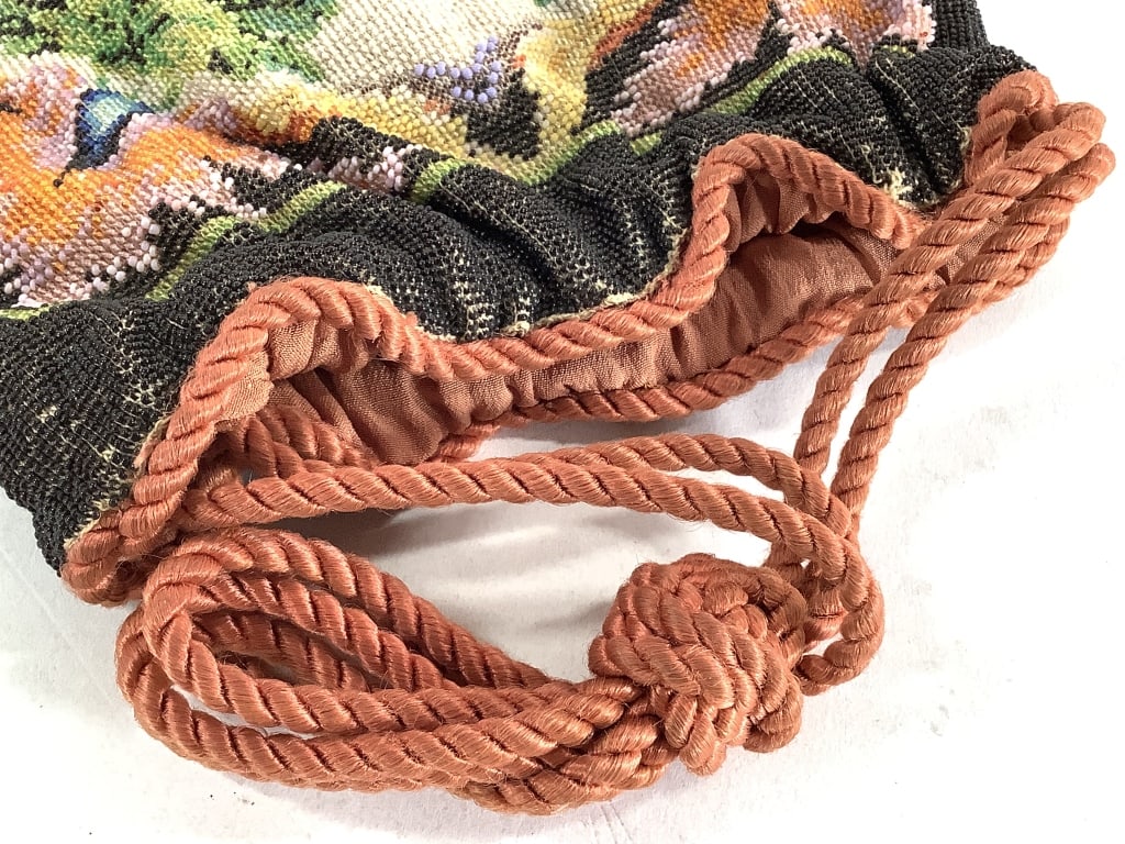 Floral Micro Beaded Drawstring Bag - 6
