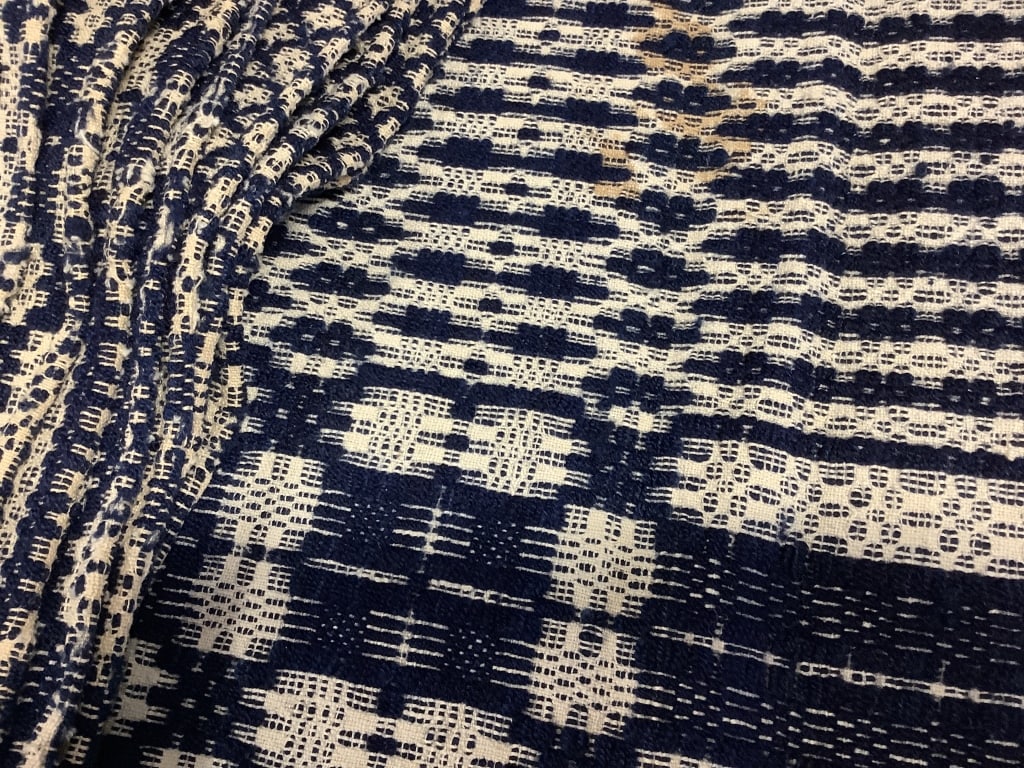 Overshot Patch Pattern Coverlet 94" x 67" - 3