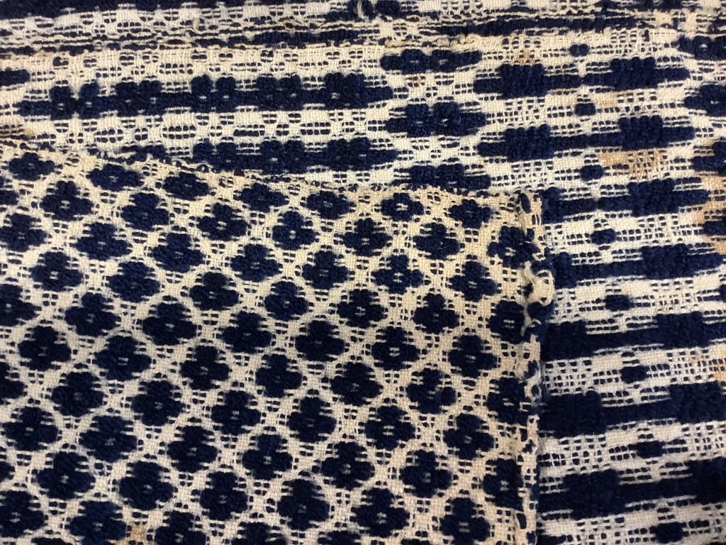 Overshot Patch Pattern Coverlet 94" x 67" - 5