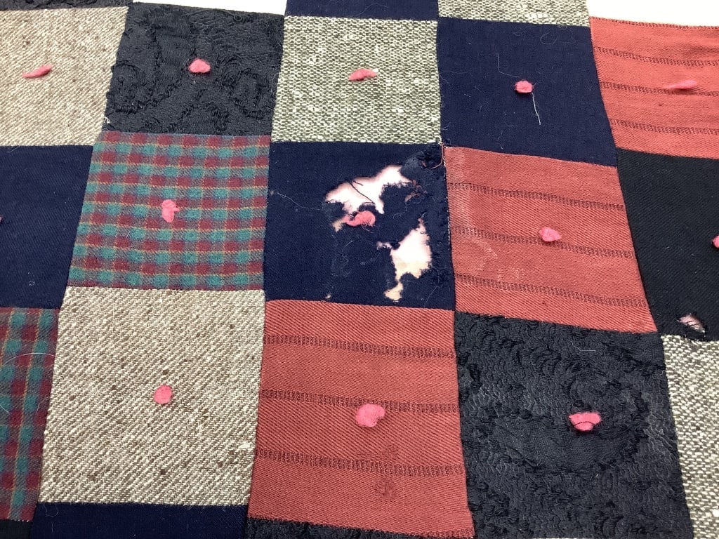 Early Patchwork Tied Quilt 77" x 66" - 2