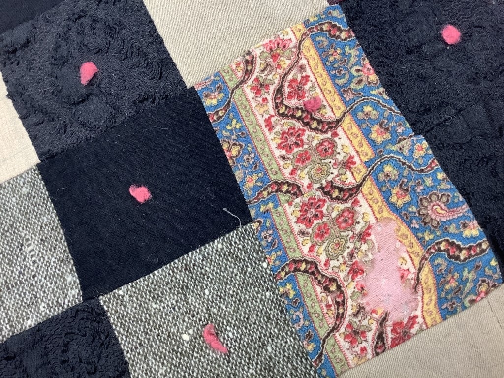 Early Patchwork Tied Quilt 77" x 66" - 3