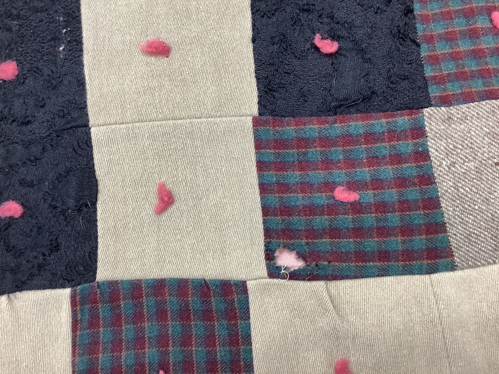 Early Patchwork Tied Quilt 77" x 66" - 4