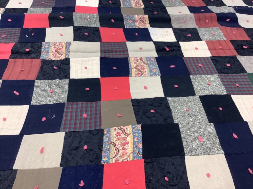 Early Patchwork Tied Quilt 77" x 66" - 5