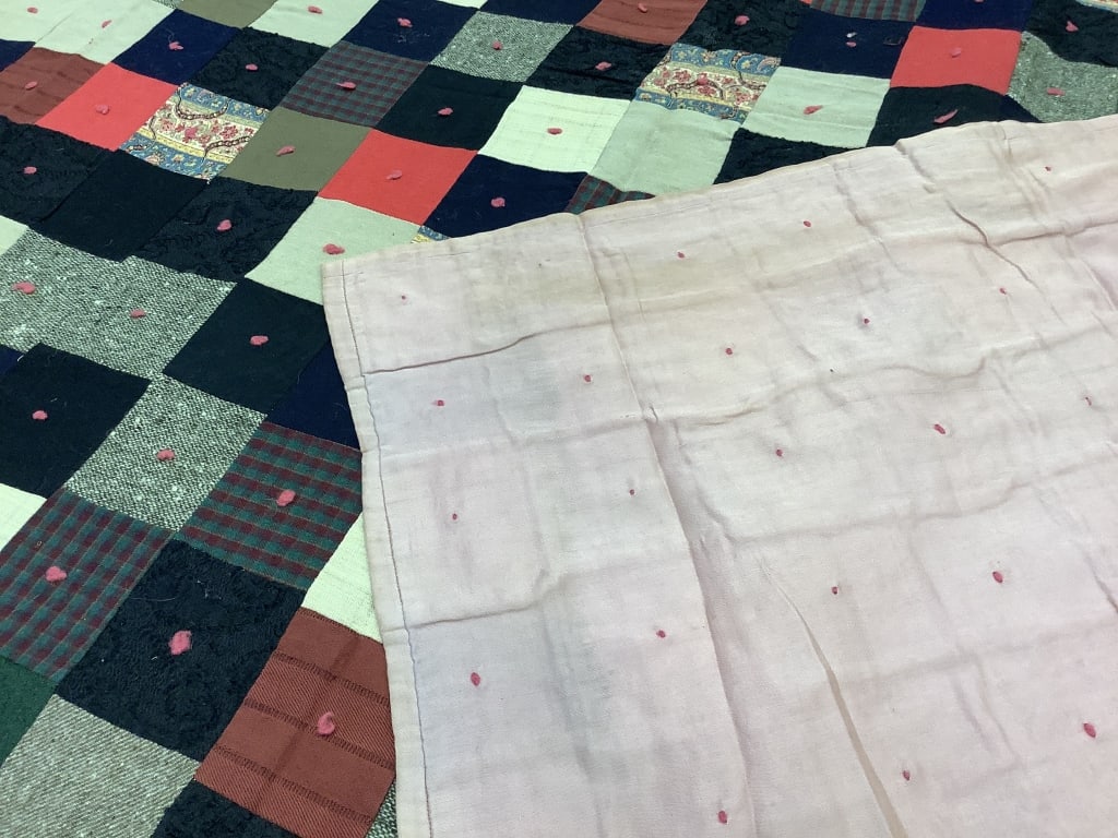 Early Patchwork Tied Quilt 77" x 66" - 7