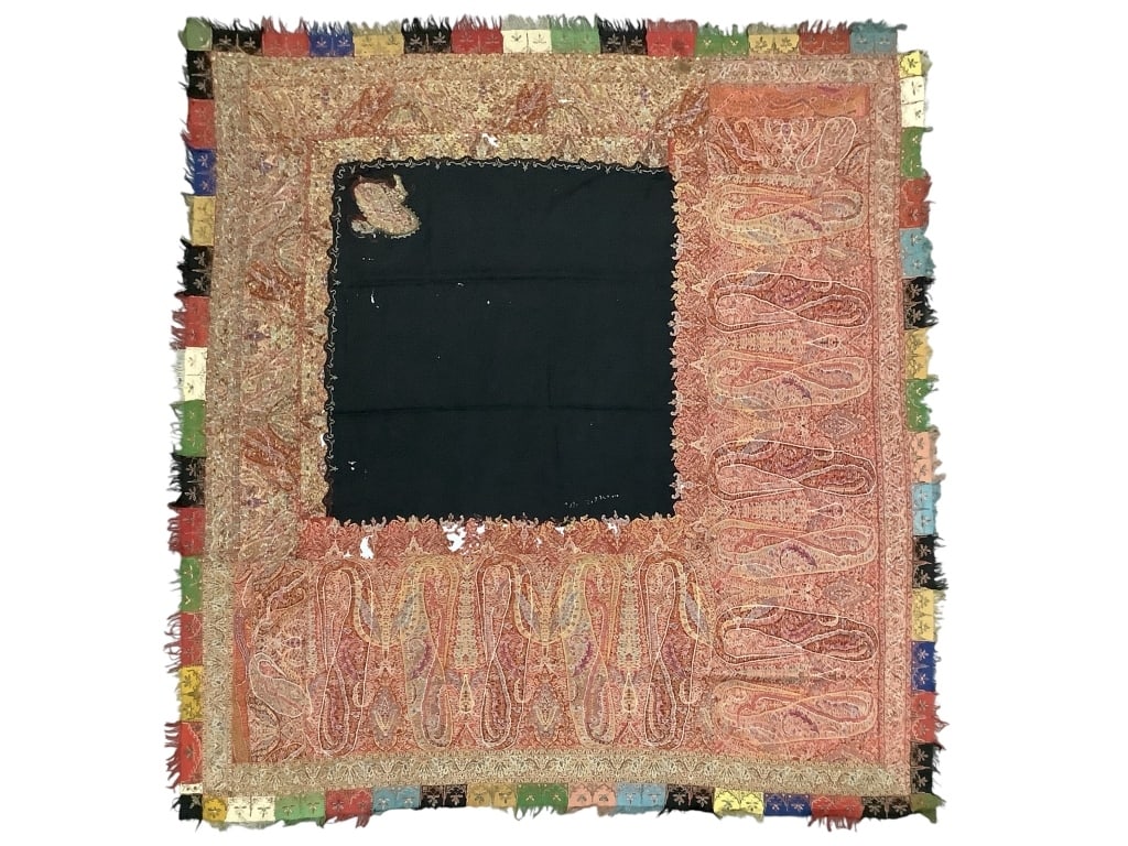19thC Kashmir Woven Embroidered Paisley Shawl (1 of 8)