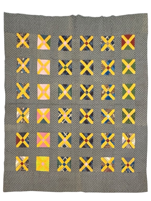 Early Union Patchwork Quilt 80" x 72": Great Condition. No obvious losses or wear. Very minor discoloration. Provenance: Collection of William and Diane Itter. Please see photos for condition and details.
