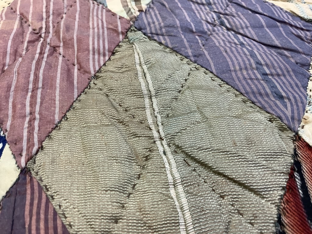 Silk Patchwork Diamond Quilt 77" x 77" - 2