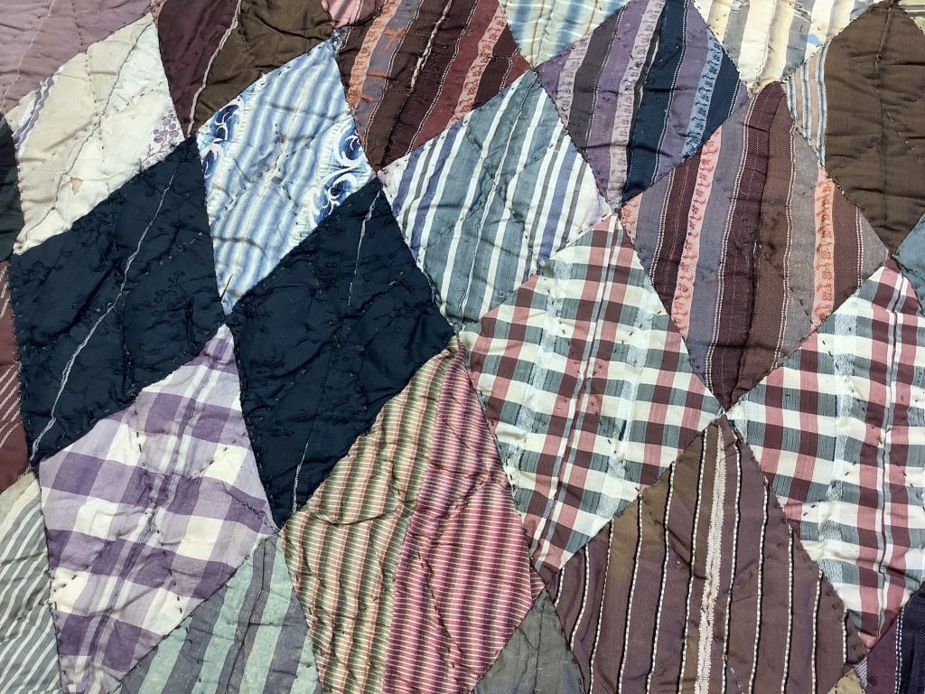 Silk Patchwork Diamond Quilt 77" x 77" - 3