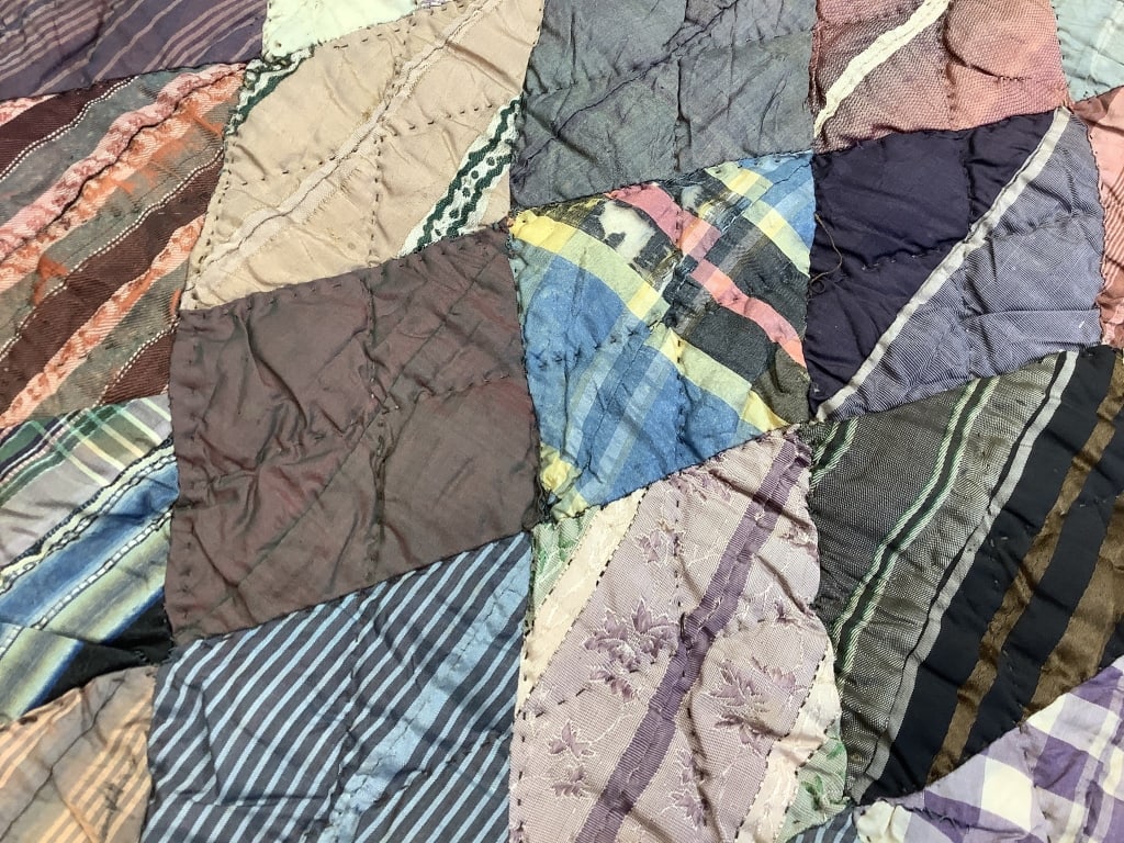 Silk Patchwork Diamond Quilt 77" x 77" - 4