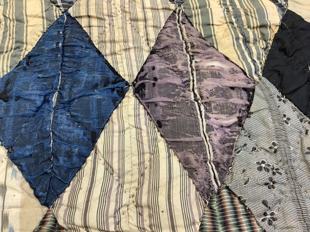 Silk Patchwork Diamond Quilt 77" x 77" - 5