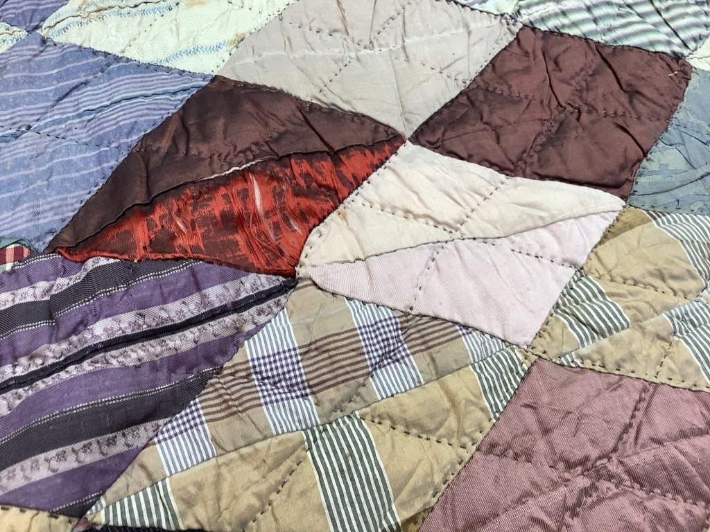 Silk Patchwork Diamond Quilt 77" x 77" - 6