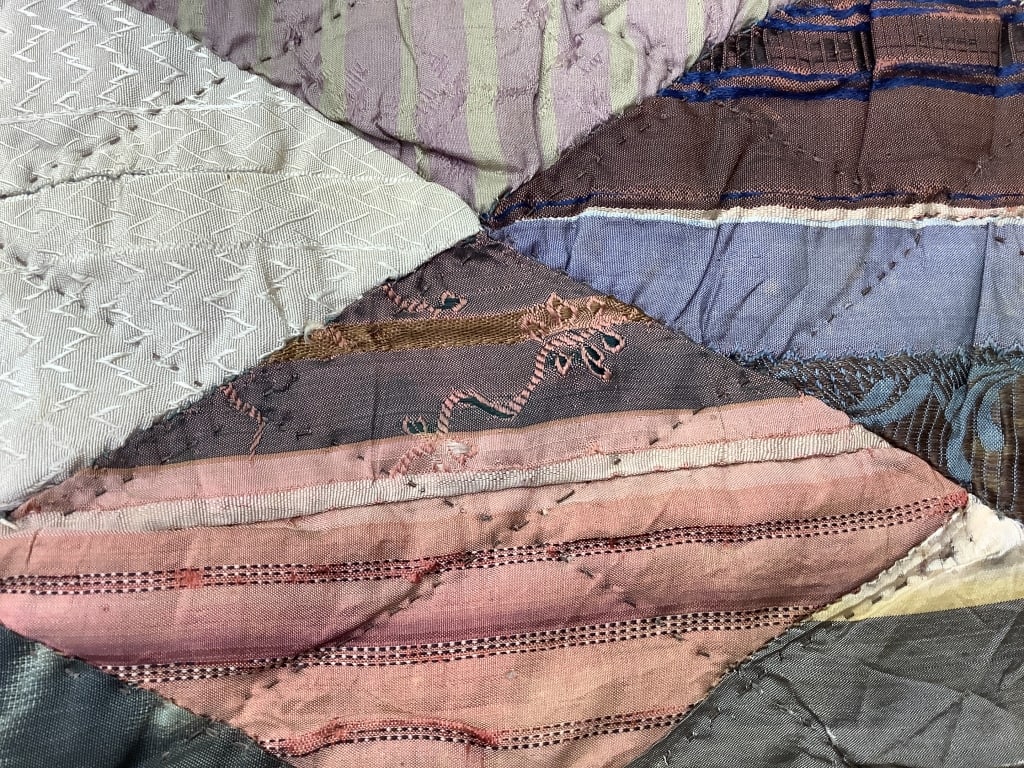 Silk Patchwork Diamond Quilt 77" x 77" - 7
