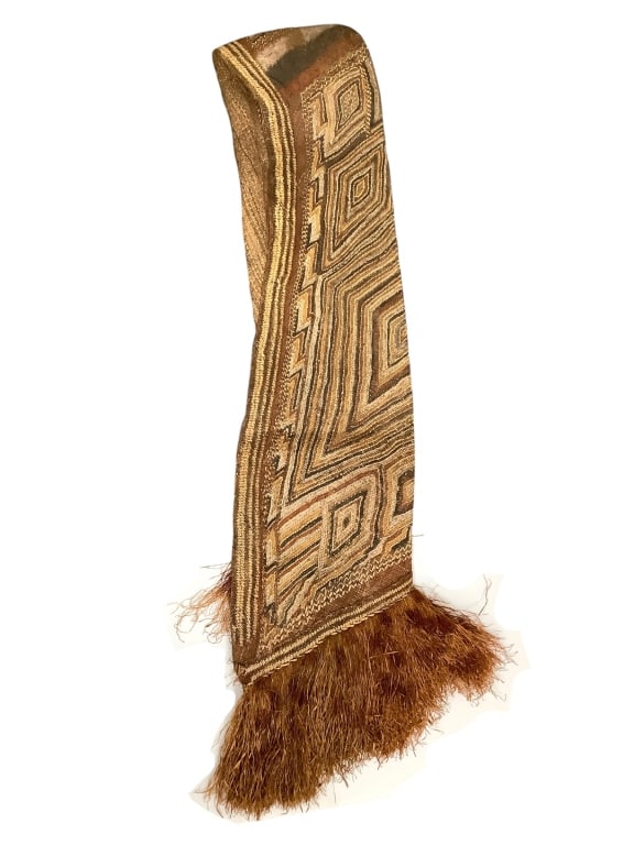 New Guinea Rain Cape: 551/2"L, about 13 1/4" folded. Provenance: Collection of William and Diane Itter. Please see photos for condition and details.
