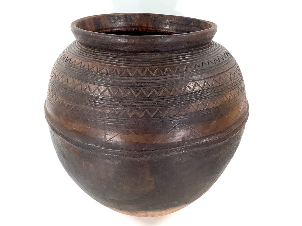 Nupe Peoples Nigeria Vessel: 16"H x 13"Dia. Please note: Some pots may have repairs that may not be noted. Provenance: Collection of William and Diane Itter. Please see photos for condition and details.