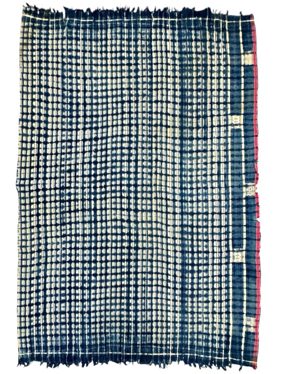 Baule West African Indigo Cloth Narrow Weave w Emb (1 of 7)