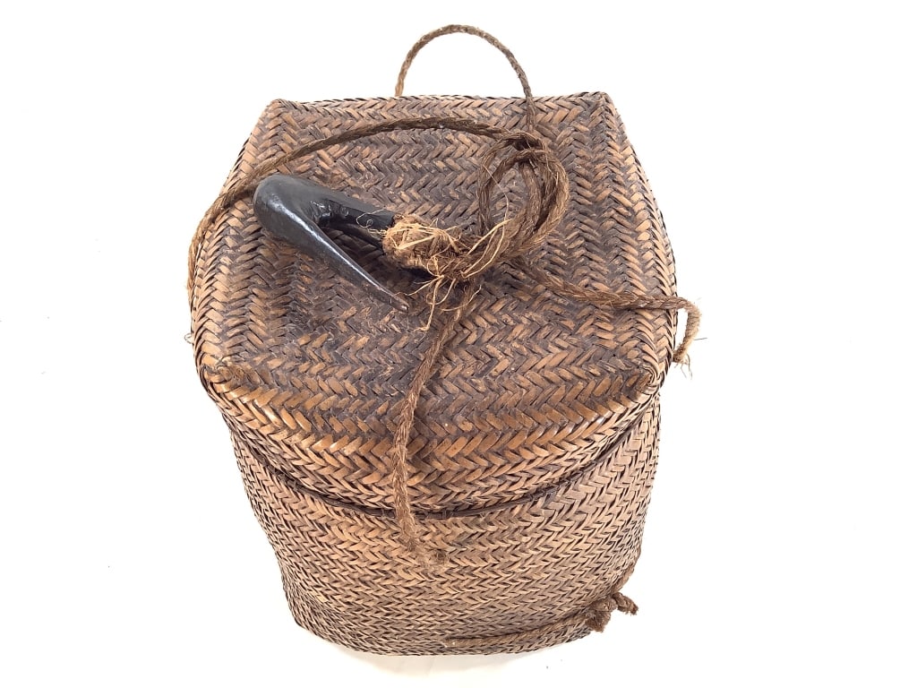 Kuba Lidded Basket DRC - 2