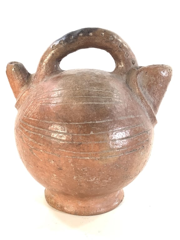 Bamana Peoples Mali Pitcher: 8 3/4"W x 10"D x 10 1/2"H. 3 1/2". Chip on base. Please note: Some pots may have repairs that may not be noted. Provenance: Collection of William and Diane Itter. Please see photos for condition and d