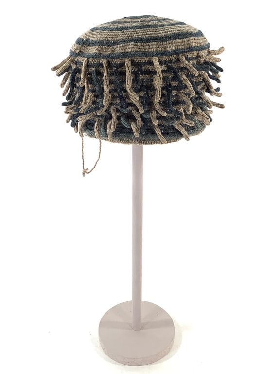 Prestige Hat Cameroon: 5"H, 8/1/2" diameter including spikes. Comes with stand. Provenance: Collection of William and Diane Itter. Please see photos for condition and details.
