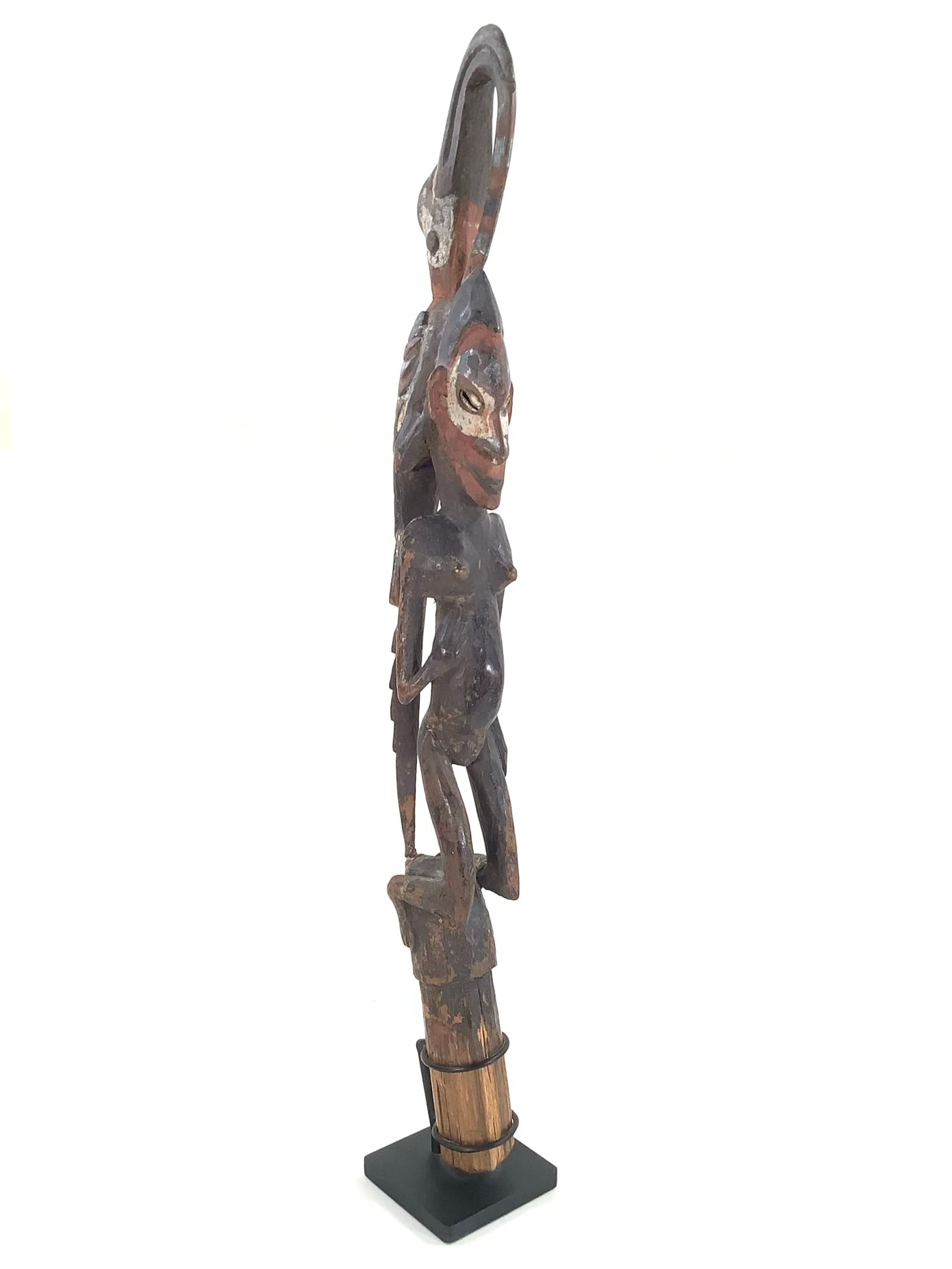 Papua New Guinea Sepik Spirit Figure Carved Wood: 22 1/2"H including stand. Provenance: Collection of William and Diane Itter. Please see photos for condition and details.