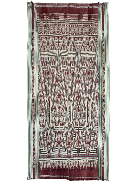 Iban Tangga Dakaka Pua Kumbu Ceremonial Borneo: Ceremonial textile 98" x 58". Some minor repairs Velcro sewn in at the top for displaying. Provenance: Collection of William and Diane Itter. Please see photos for condition and details.