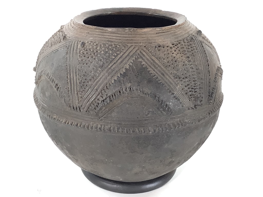 Nupe Water Pot Northern Nigeria: 10"H x 10" Dia. Hand-shaped terracotta bearing a soft, aged patina, mid-20th century. Good condition, natural wear consistent with age. Provenance: Collection of William and Diane Itter. Please see