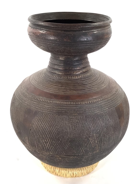 Nupe Terracotta Water Vessel: 15"H x 13" Dia. Hand-built earthenware with an earthy, time-worn surface, mid-20th century. Good condition, natural wear consistent with age. Provenance: Collection of William and Diane Itter. Please