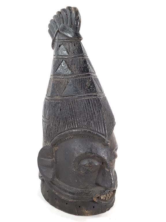 Mende Bundu Sowel Helmet Mask Sierra Leone: 9 1/2"W 10 1/2"D x 18 1/2"H. Provenance: Collection of William and Diane Itter. Please see photos for condition and details.
