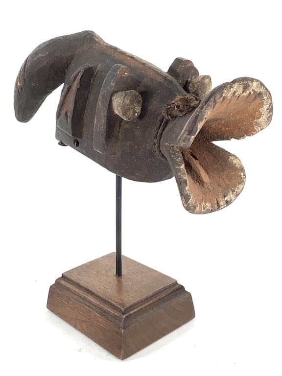 West African Tribal Mask: 9 1/4"H x 6 3/8"W x 4 3/4"D. Mali or Cameroon Hand-carved wood. Good condition, natural wear consistent with age. Provenance: Collection of William and Diane Itter. Please see photos for condition and