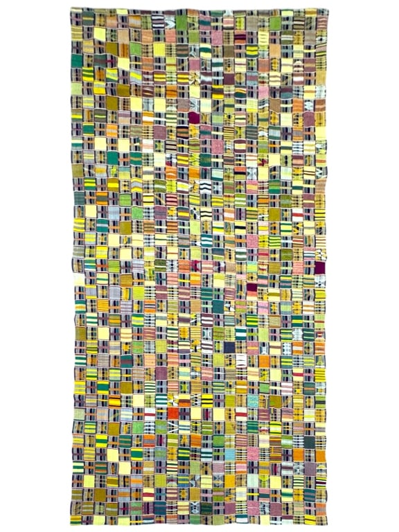 Kente Cloth: 109" x 67". Some patch repairs. Provenance: Collection of William and Diane Itter. Please see photos for condition and details.