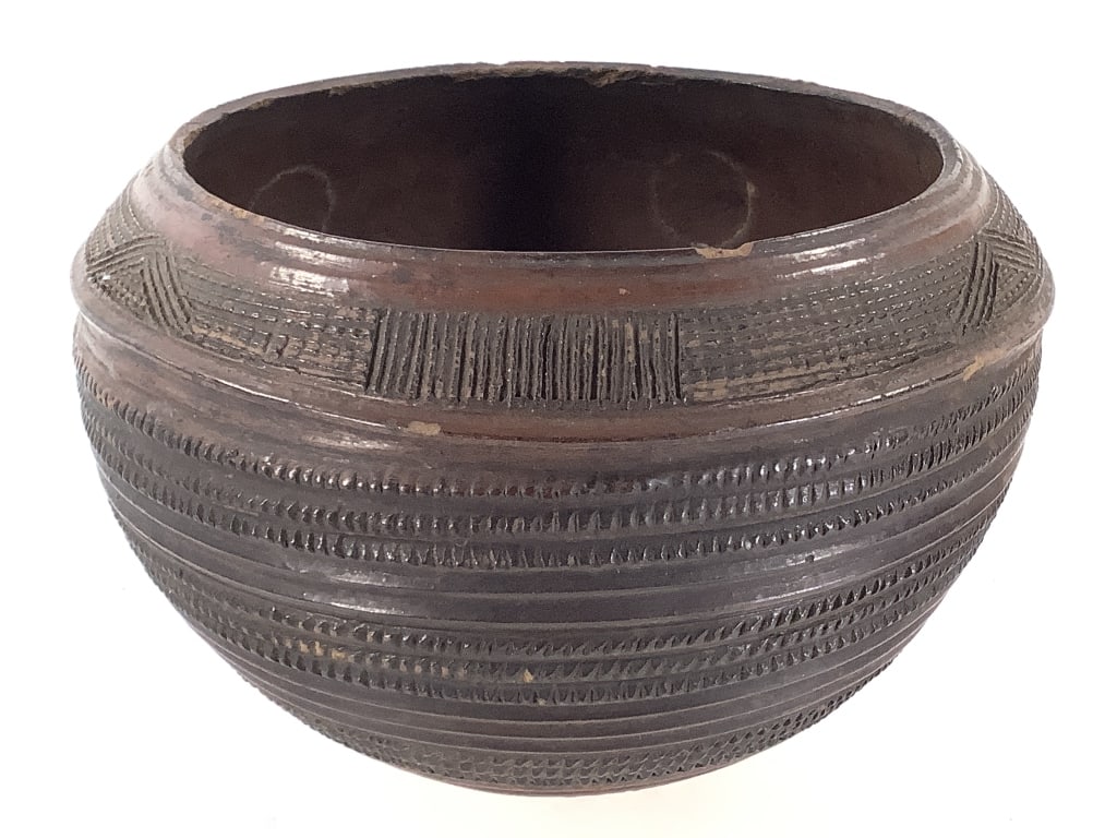 Nupe Nigeria Terracotta Water Pot: 10"H x 10"Dia. Very Good condition for its age. Provenance: Collection of William and Diane Itter. Please see photos for condition and details. Please note: Some pots may have repairs that may not be