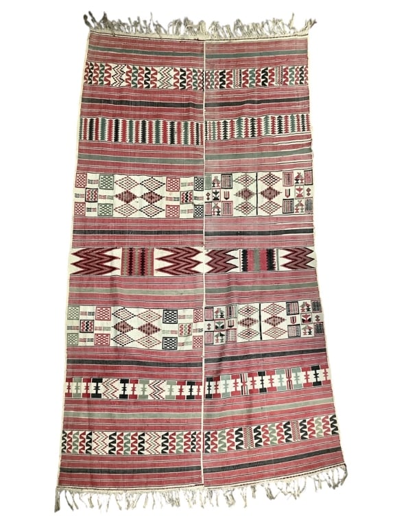 Nupe Nigerian Ceremonial Textile: 72"L x 48"W at widest point (irregular shape). Provenance: Collection of William and Diane Itter. Please see photos for condition and details.