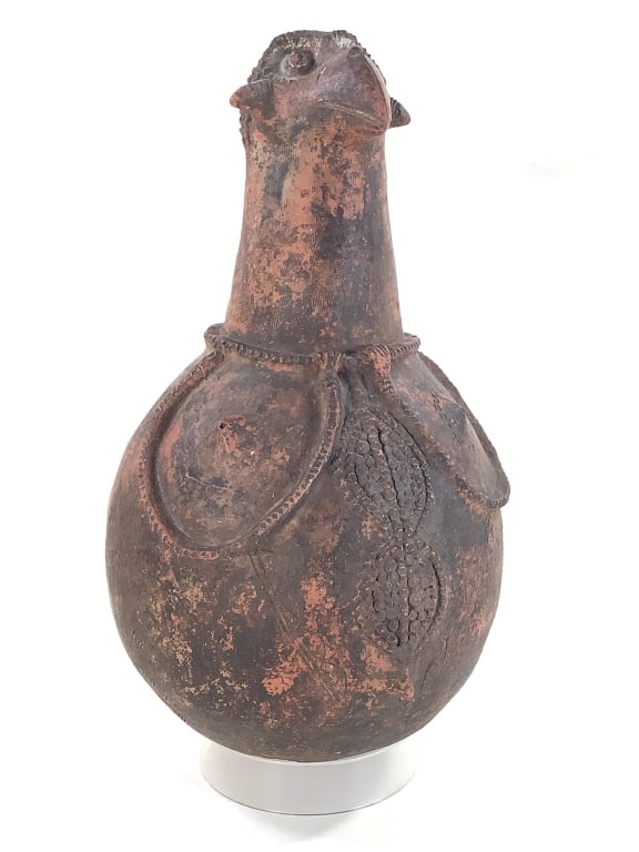 Nigeria Ga'anda Spirit Vessel: 10"Dia. x 15"H. Provenance: Collection of William and Diane Itter. Please see photos for condition and details. Please note: Some pots may have repairs that may not be noted.