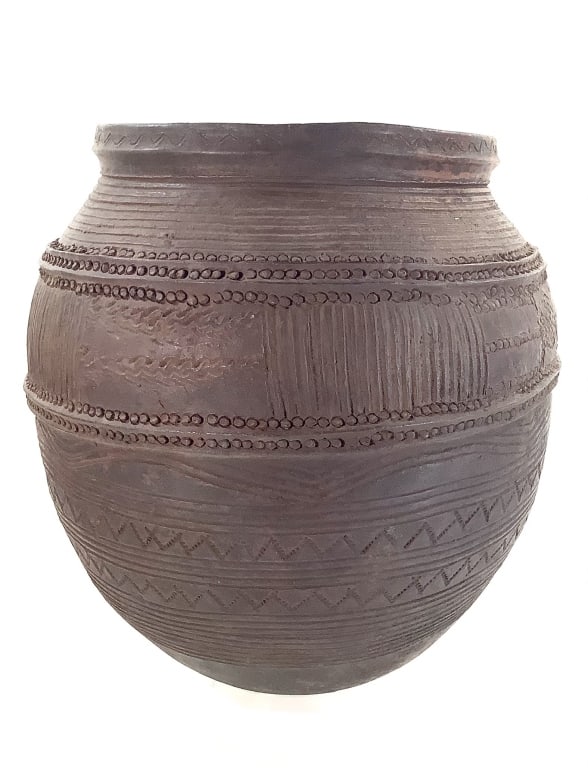 Nupe Terracotta Pot Nigeria: 17"H, 10"Dia. Please note: Some pots may have repairs that may not be noted. Provenance: Collection of William and Diane Itter. Please see photos for condition and details.