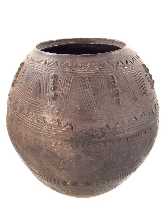 Nupe Nigerian Terracotta Water Pot: 14 1/2"H x 13"Dia. Provenance: Collection of William and Diane Itter. Please see photos for condition and details. Please note: Some pots may have repairs that may not be noted.