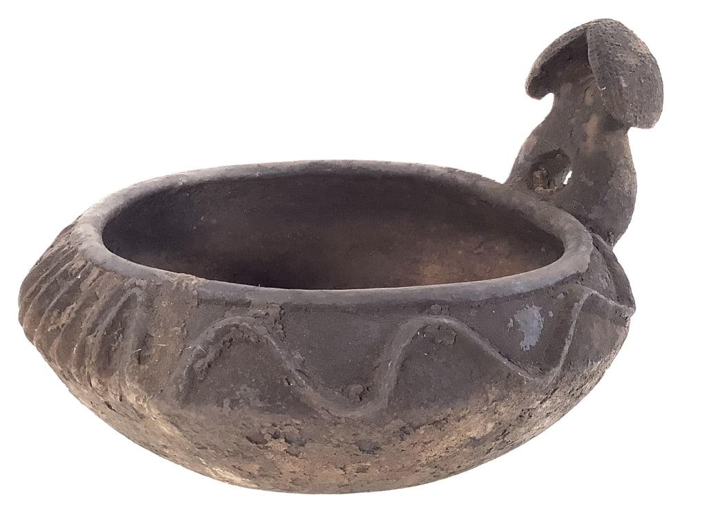 Bamum Ceremonial Pot Grasslands Cameroon: 12 1/2"W x 11"D x 8"H. Please note: Some pots may have repairs that may not be noted. Provenance: Collection of William and Diane Itter. Please see photos for condition and details.
