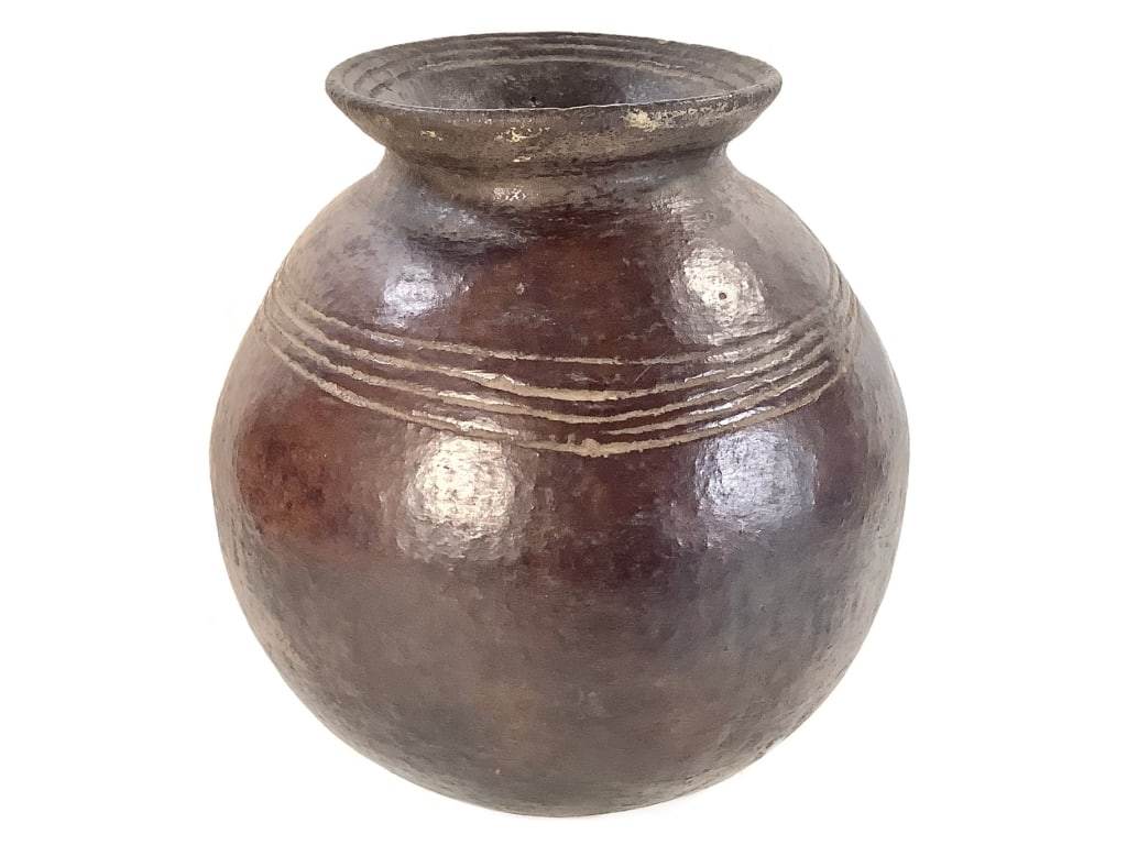 West African Pot: 10 1/4"H x 10"Dia., 5 3/4" Dia. at top. Provenance: Collection of William and Diane Itter. Please see photos for condition and details. Please note: Some pots may have repairs that may not be noted.