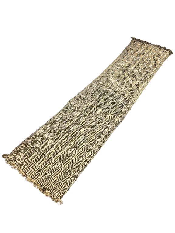 Lulua Mat Democratic Republic of Congo: 80 1/2"L x 21"W. Good condition. Purchase by William Itter from Andres Moraza. Provenance: Collection of William and Diane Itter. Please see photos for condition and details.