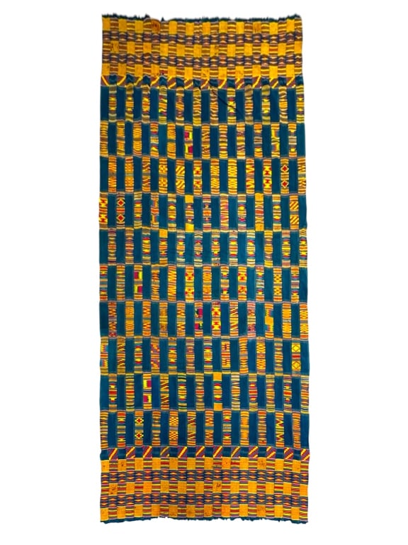 Kente Cloth: 118" x 63". Provenance: Collection of William and Diane Itter. Please see photos for condition and details.