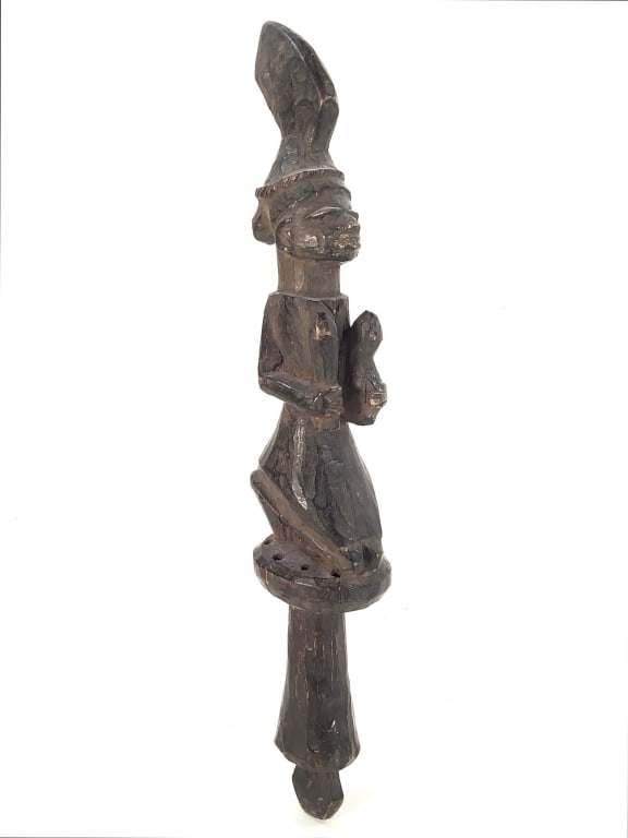 Ose Sango Ceremonial Ritual Wand Yoruba: 11 3/4"H. Carved wood wand from Southwest Nigeria. Fair condition with natural wear consistent with age and use. Provenance: Collection of William and Diane Itter. See photos for condition and